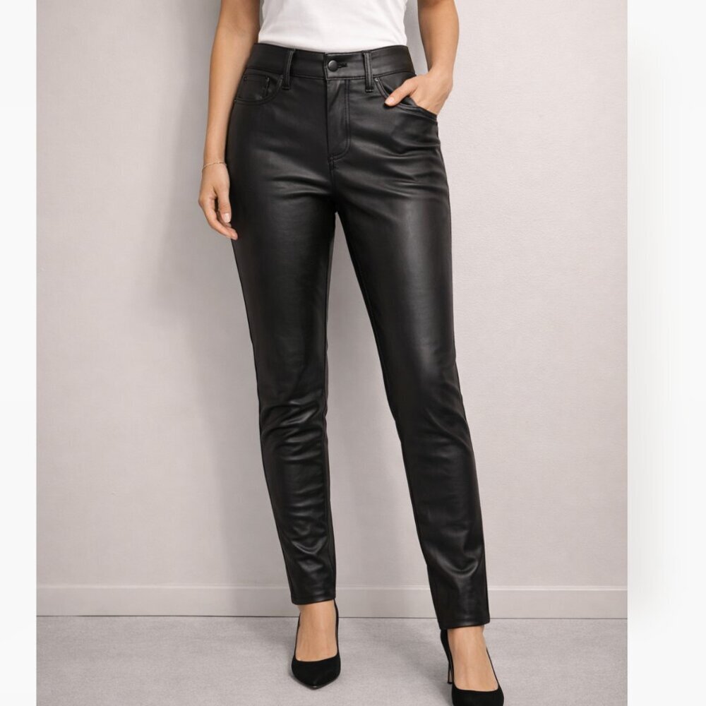 Old Navy OG Straight Leather Pants Women’s Size 0 Black High Rise